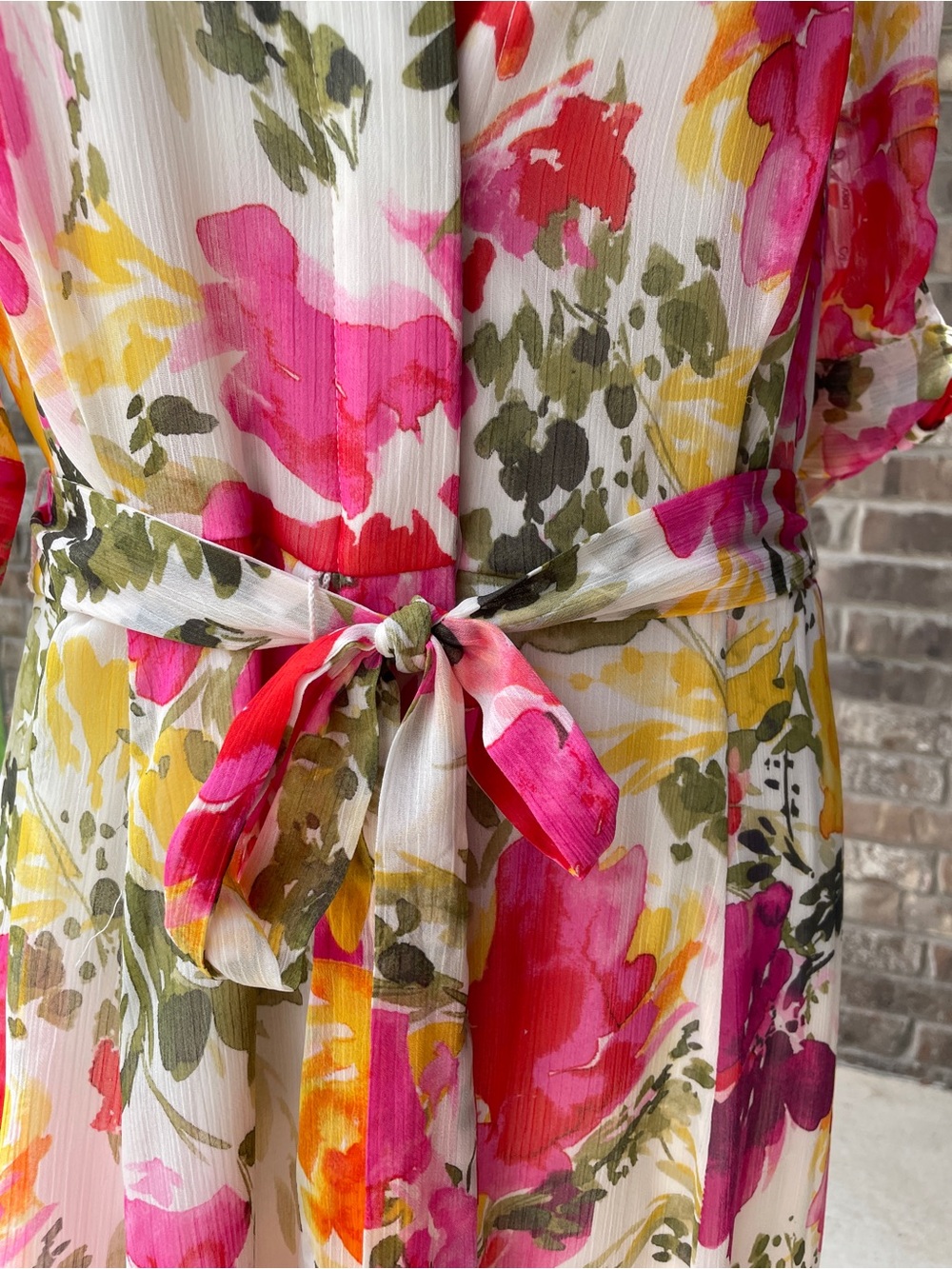 Calvin Klein Pink, Yellow & Green Floral Midi Dress - Picture 2 of 5